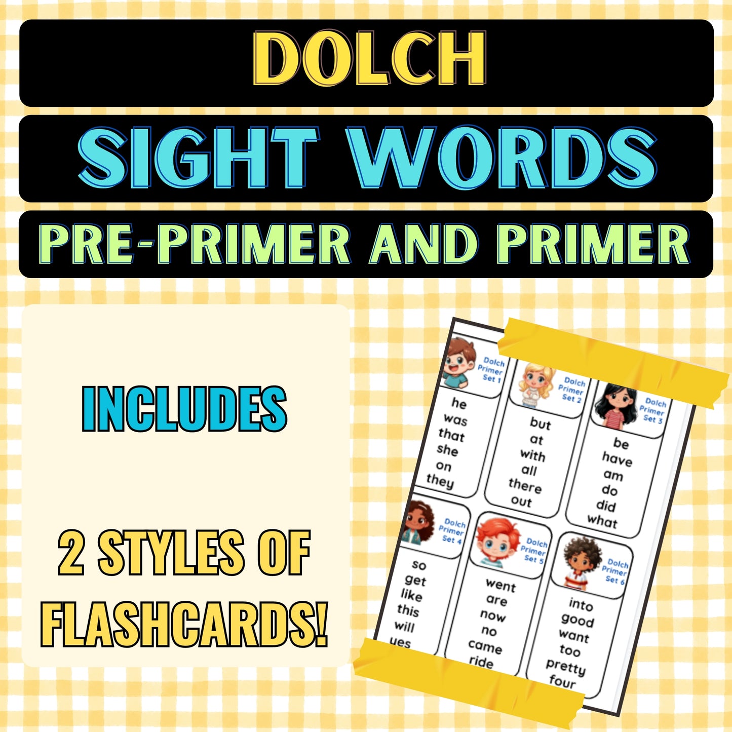 Dolch Sight Words Pre-Primer & Primer Flashcards