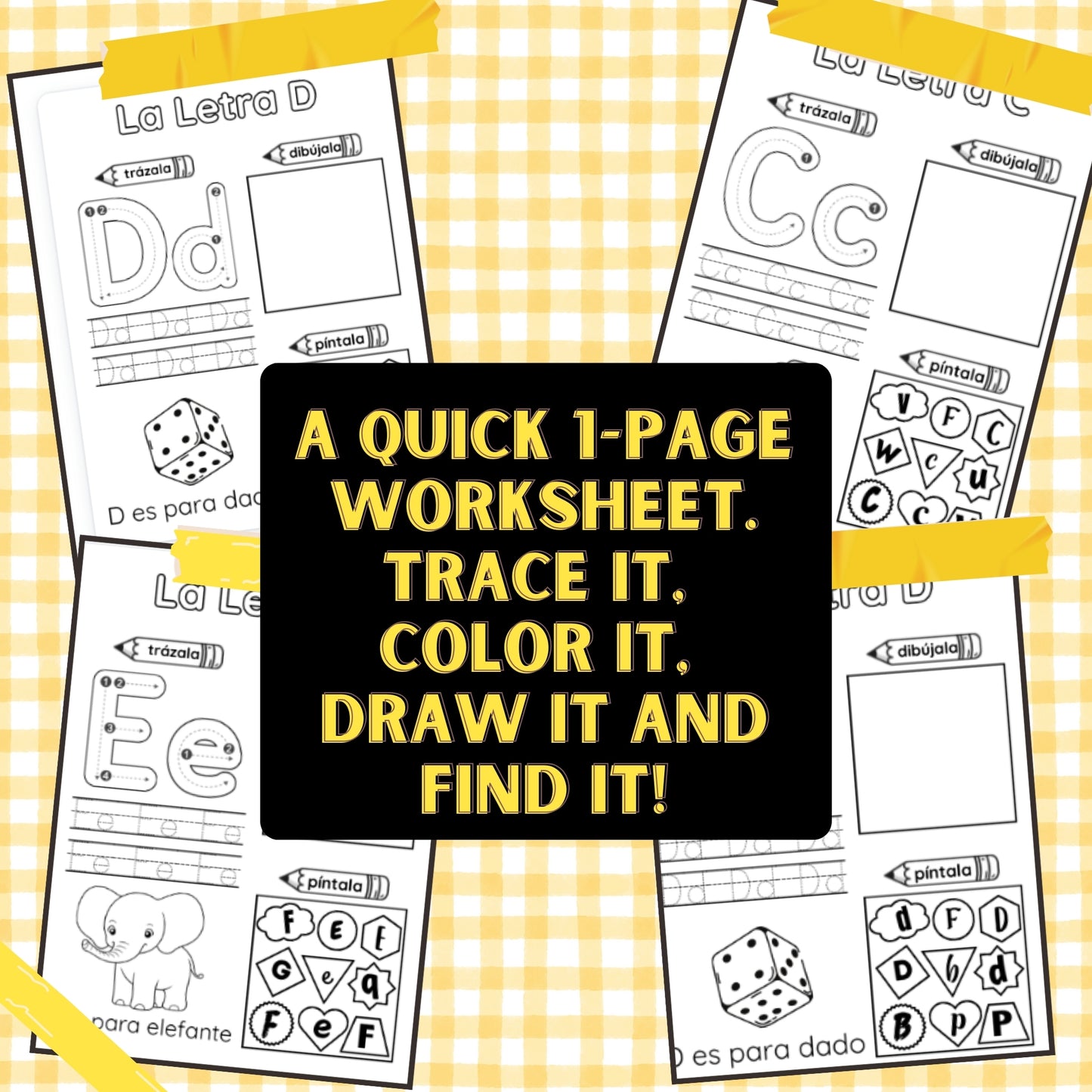 1-Page Alphabet Worksheets in Spanish