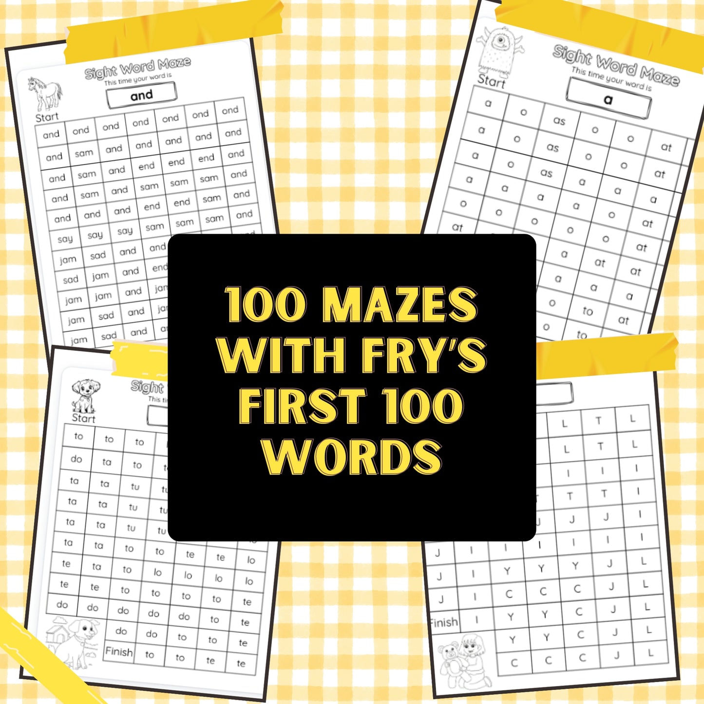 Fry's First 100 Sight Words Mazes
