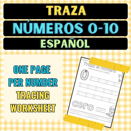 Trace Numbers 0-10 Worksheets in Spanish (¡Español!)