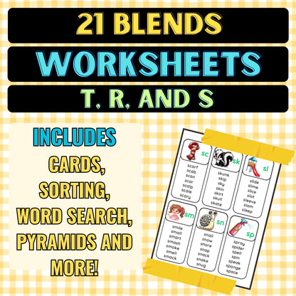 21 Common Blends T, R, & S Worksheets