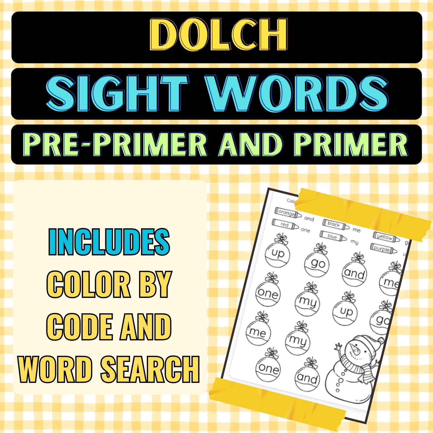 Dolch Sight Words Pre-Primer & Primer Word Searches