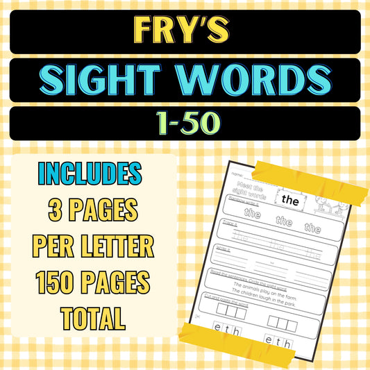 Fry's Sight Words 1-50 Worksheets