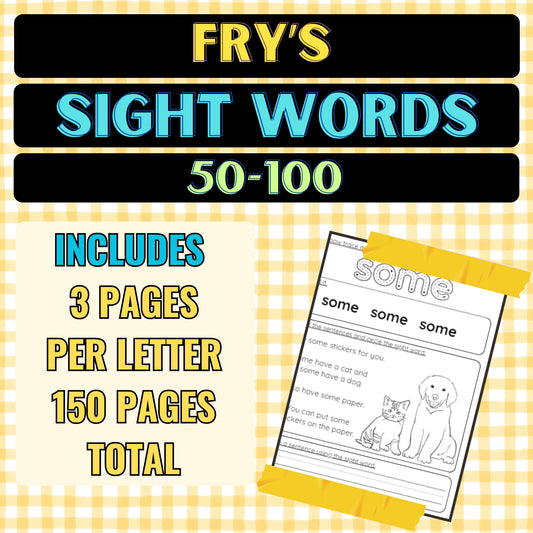 Fry's Sight Words 50-100 Worksheets