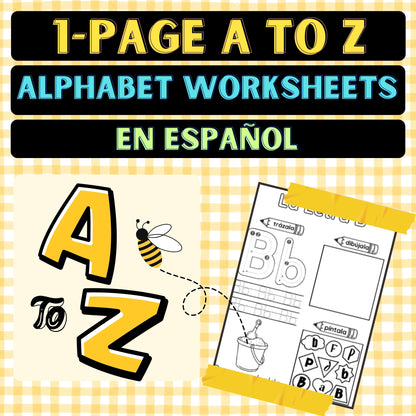 1-Page Alphabet Worksheets in Spanish