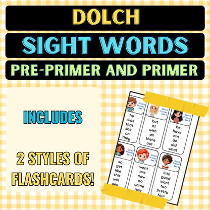 Dolch Sight Words Pre-Primer & Primer Flashcards