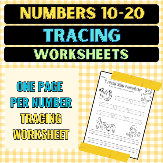 Numbers 10-20 Tracing Worksheets