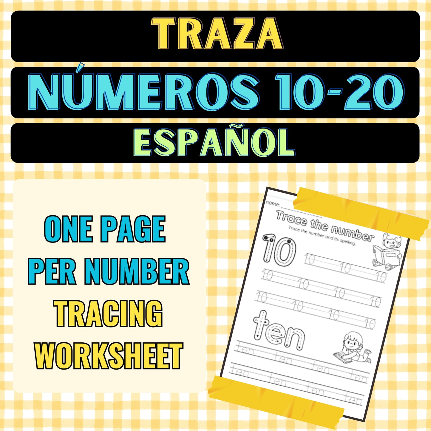 Trace Numbers 10-20 Worksheets in Spanish (¡Español!)