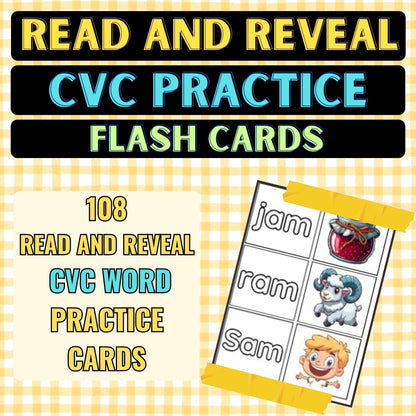 Read and Reveal CVC Practice Flash Cards