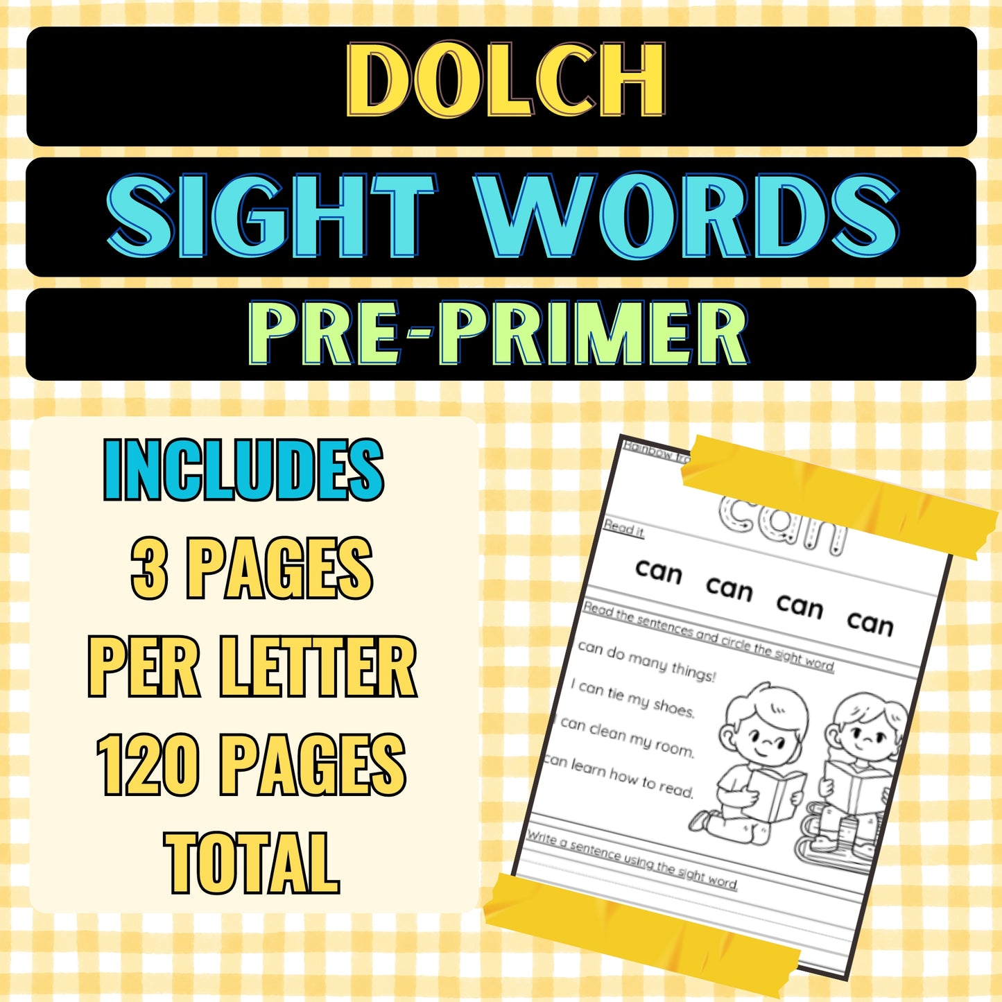 Dolch Sight Words Pre-Primer Worksheets