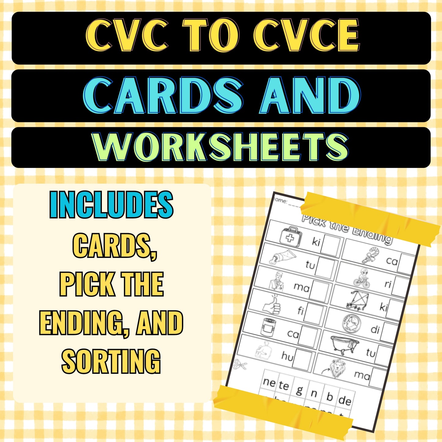 CVC to CVCe Cards & Worksheets