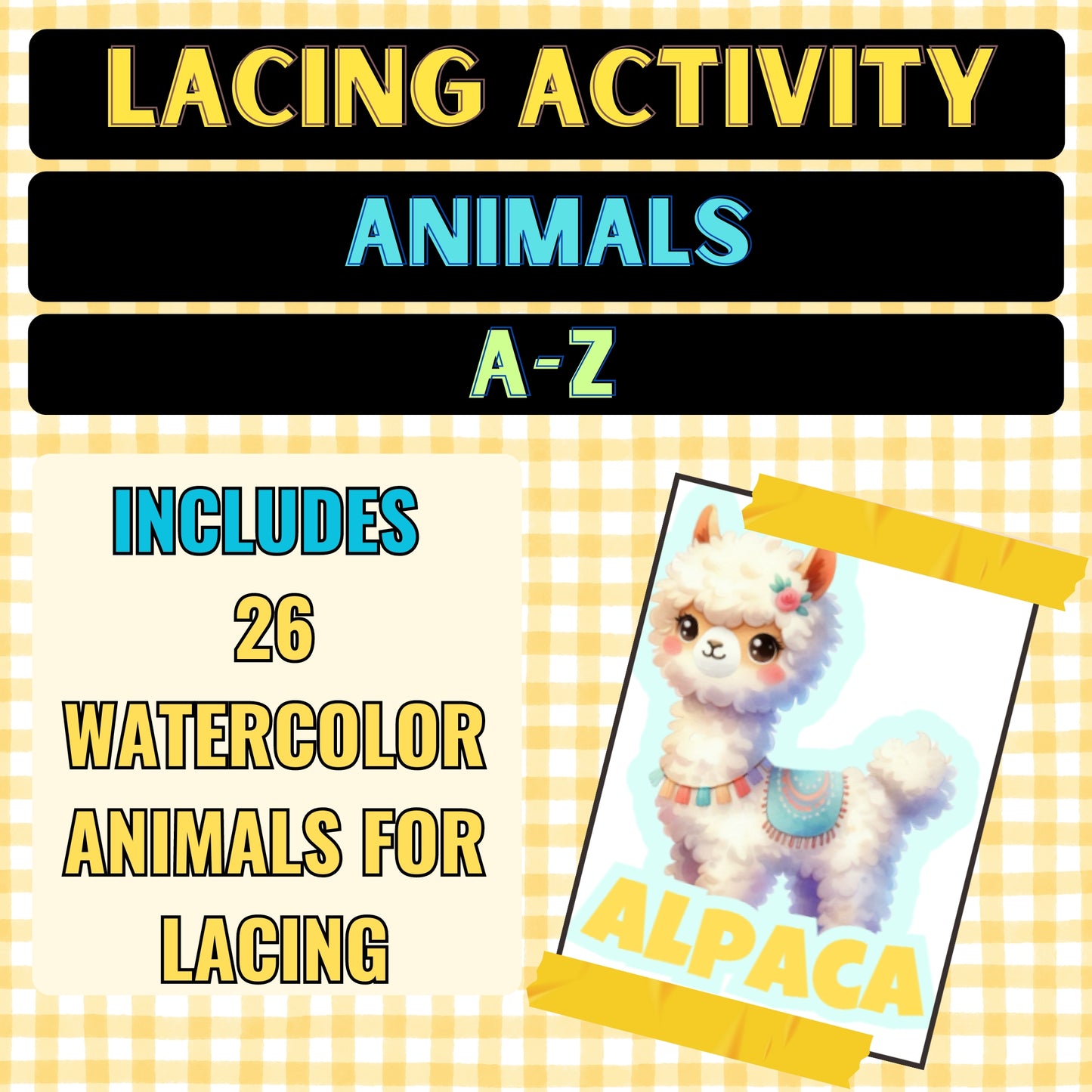 Lacing Activity Animal Posters A to Z