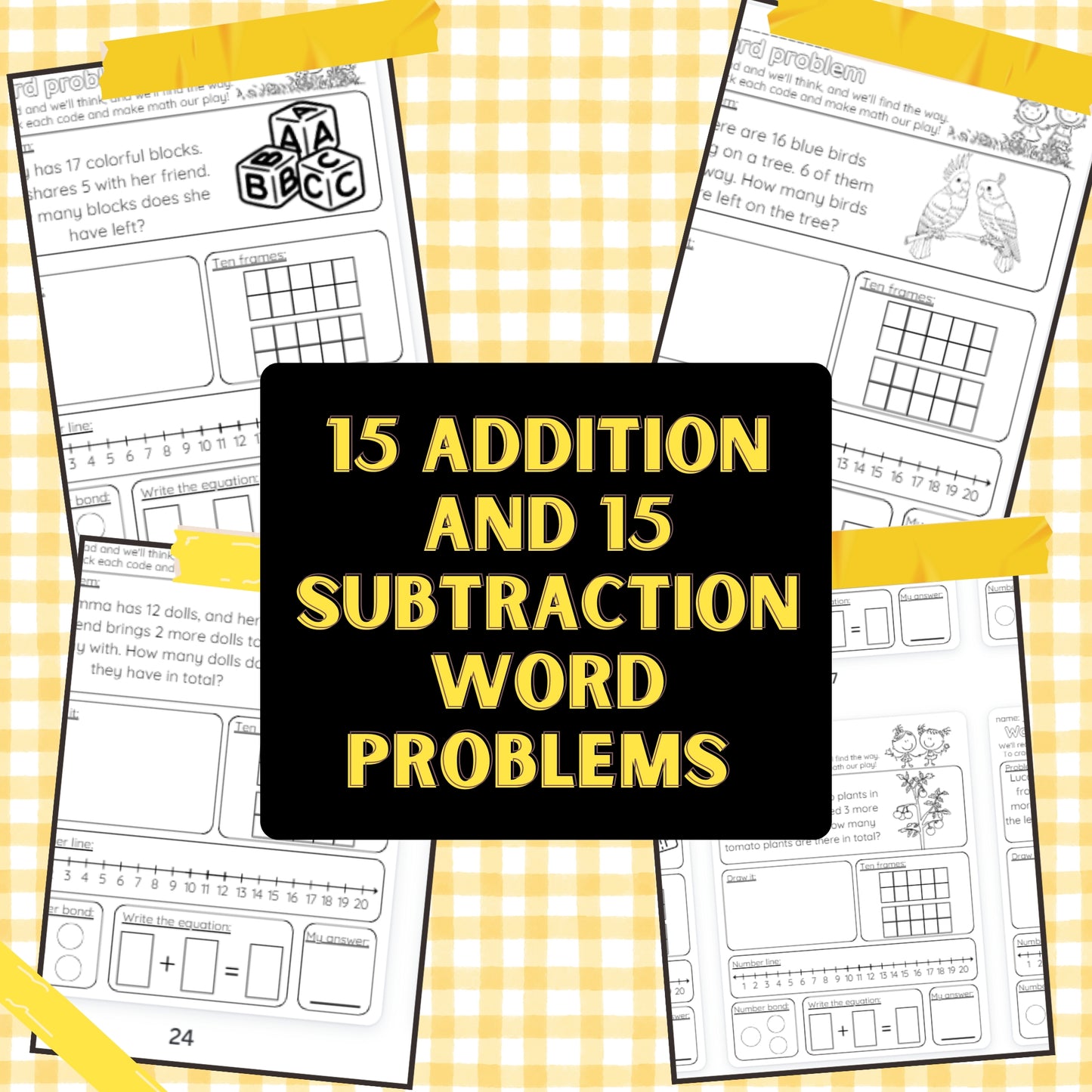 30 Word Problems Addition & Subtraction 10-20