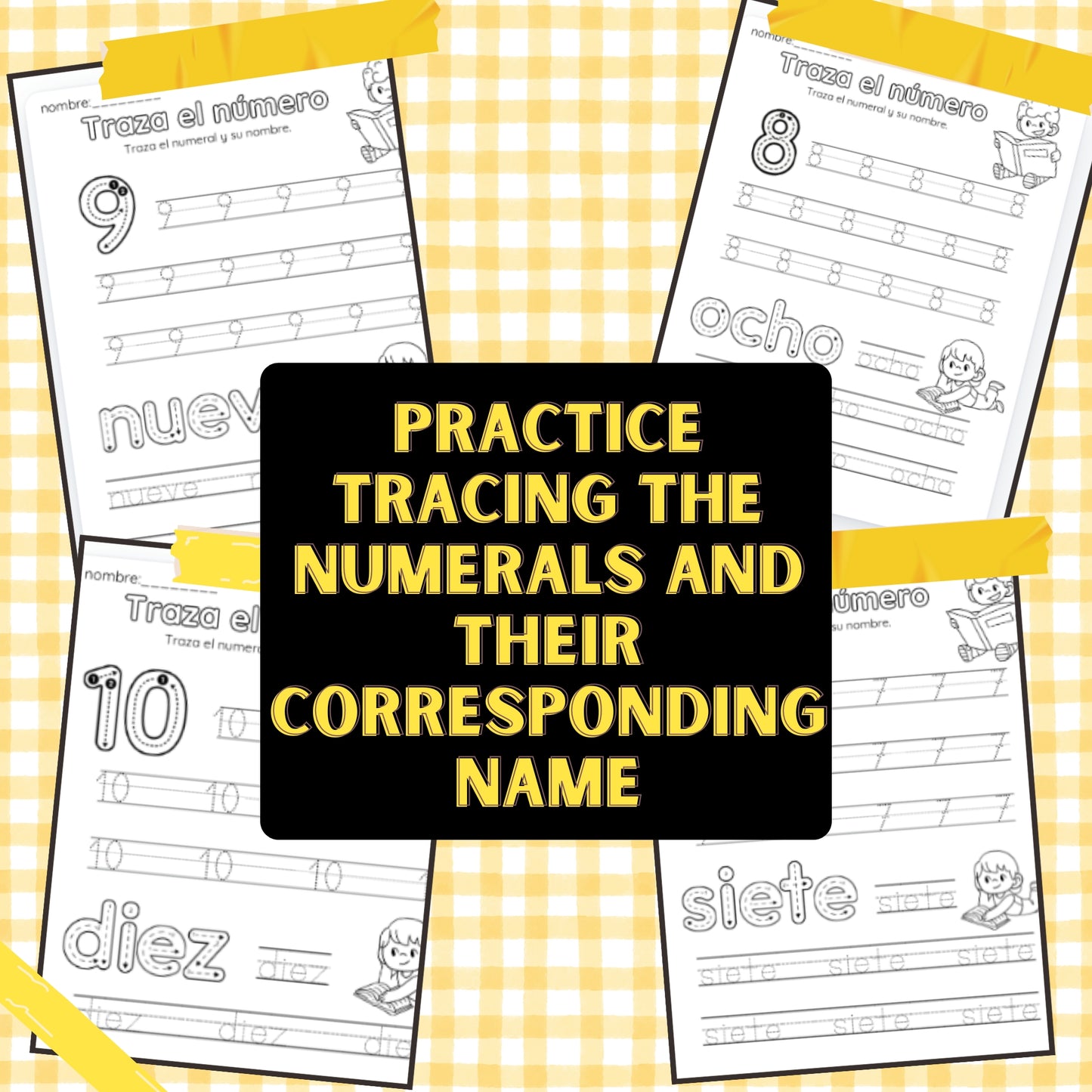 Trace Numbers 0-10 Worksheets in Spanish (¡Español!)