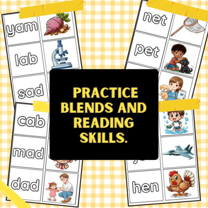 Read and Reveal CVC Practice Flash Cards