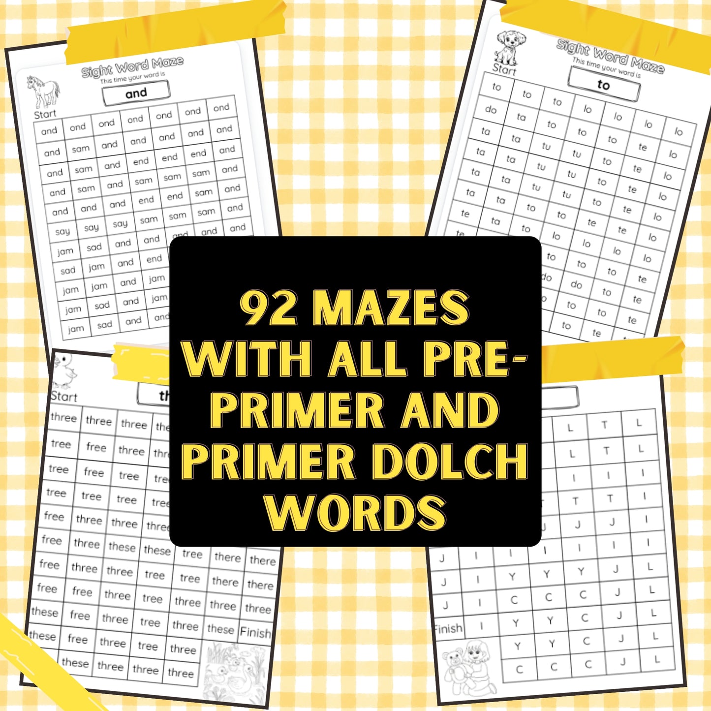 Dolch Sight Words Pre-Primer & Primer Word Mazes