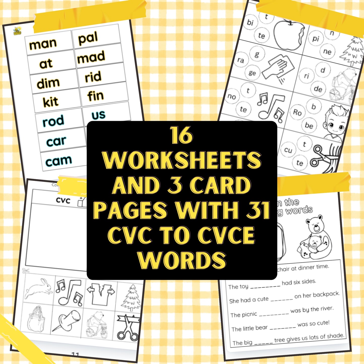 CVC to CVCe Cards & Worksheets