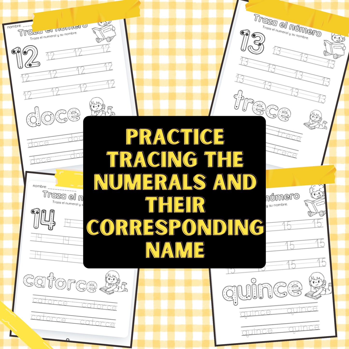 Trace Numbers 10-20 Worksheets in Spanish (¡Español!)