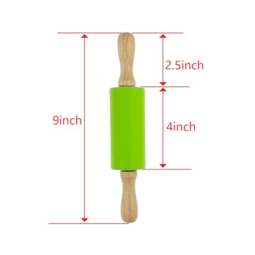 4 Pack Small 9 Inch Rolling Pins for Kids with Wooden Handles