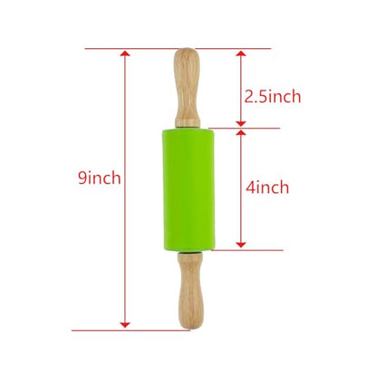 4 Pack Small 9 Inch Rolling Pins for Kids with Wooden Handles