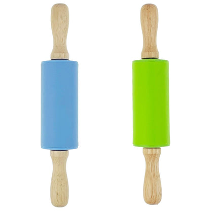 4 Pack Small 9 Inch Rolling Pins for Kids with Wooden Handles