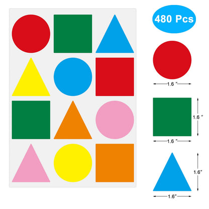 3600 Pcs Multi-Shaped Color Coding Stickers - 10 Colors