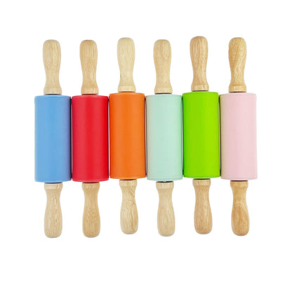 4 Pack Small 9 Inch Rolling Pins for Kids with Wooden Handles