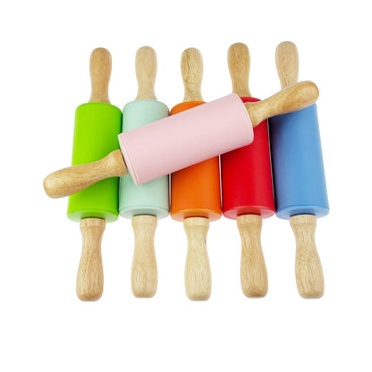 4 Pack Small 9 Inch Rolling Pins for Kids with Wooden Handles