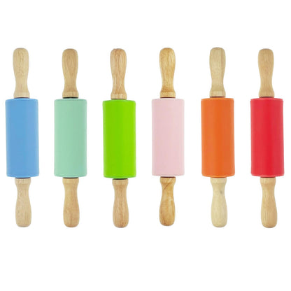 4 Pack Small 9 Inch Rolling Pins for Kids with Wooden Handles