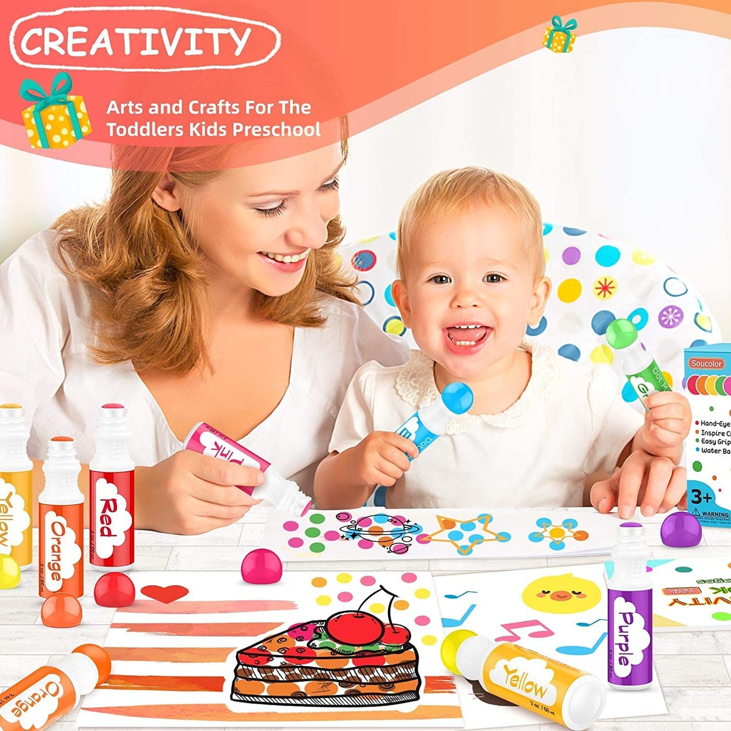 Dot Markers for Toddlers Kids Preschool, Washable, 8 Colors