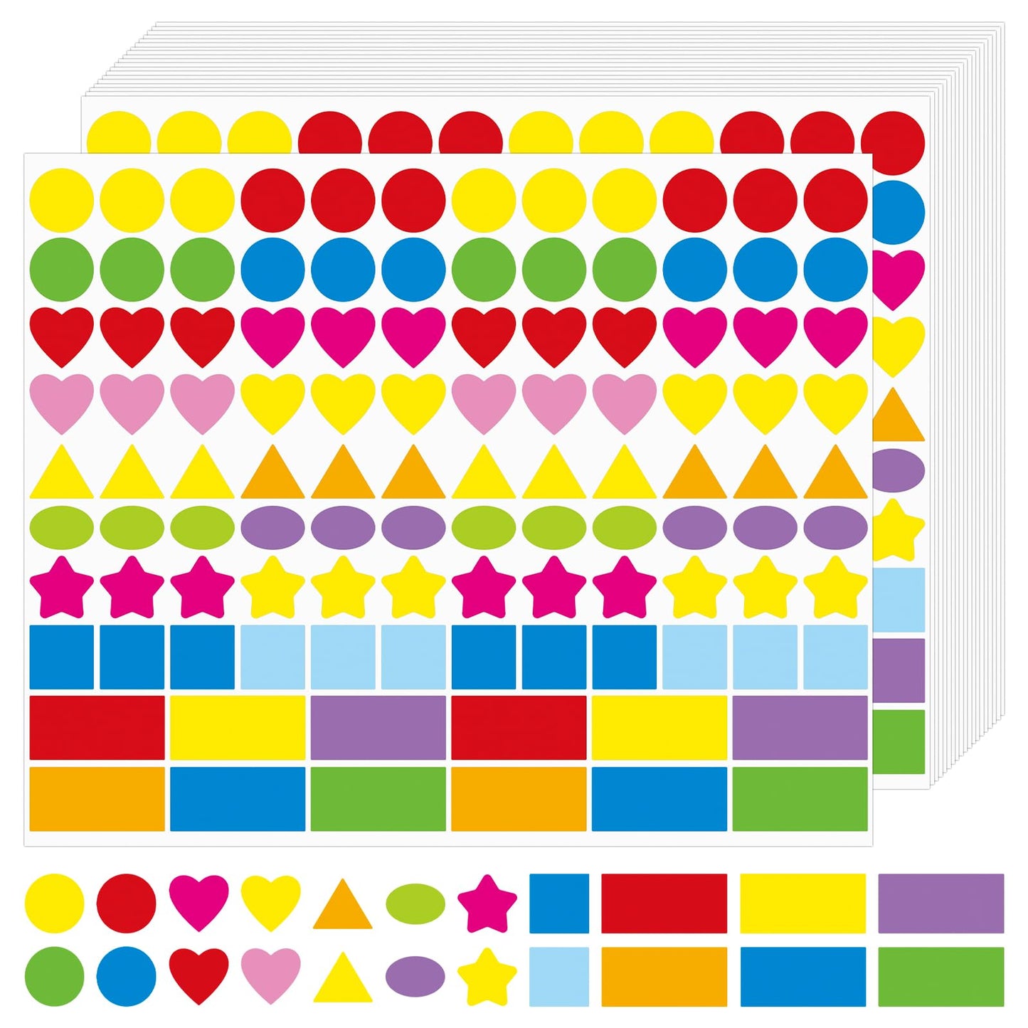 3600 Pcs Multi-Shaped Color Coding Stickers - 10 Colors