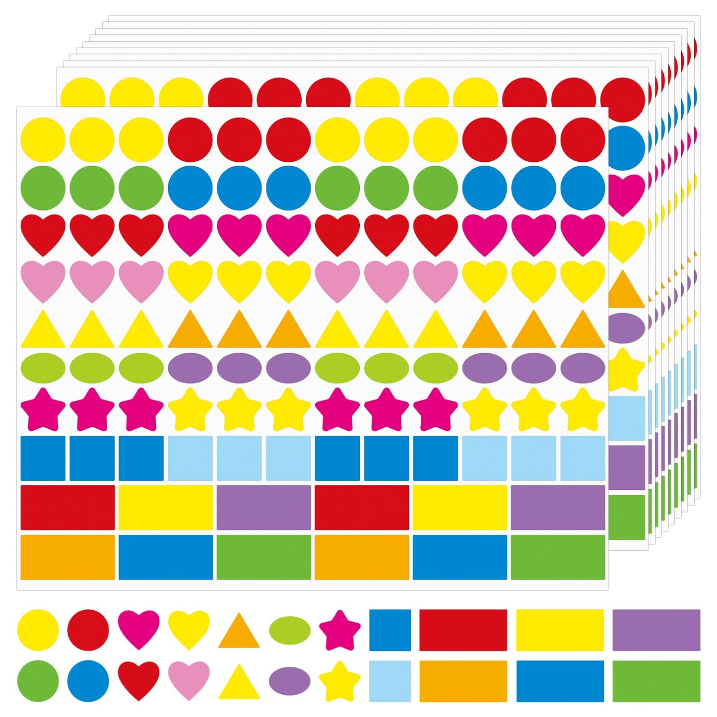 3600 Pcs Multi-Shaped Color Coding Stickers - 10 Colors