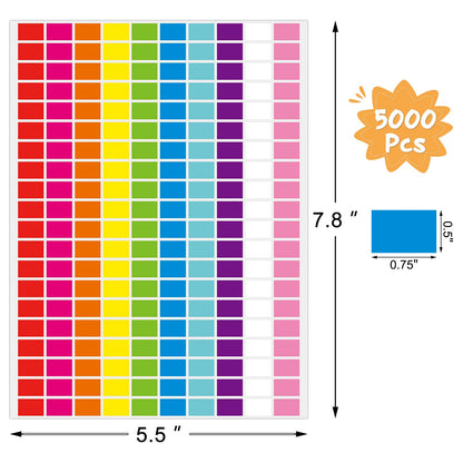 3600 Pcs Multi-Shaped Color Coding Stickers - 10 Colors