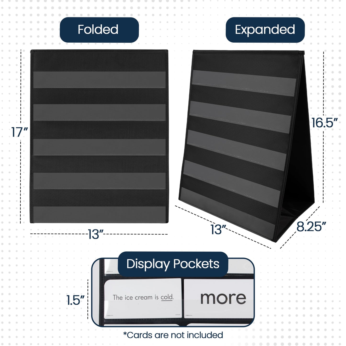 13" Wide x 17" Tall Tabletop Pocket Chart, Black