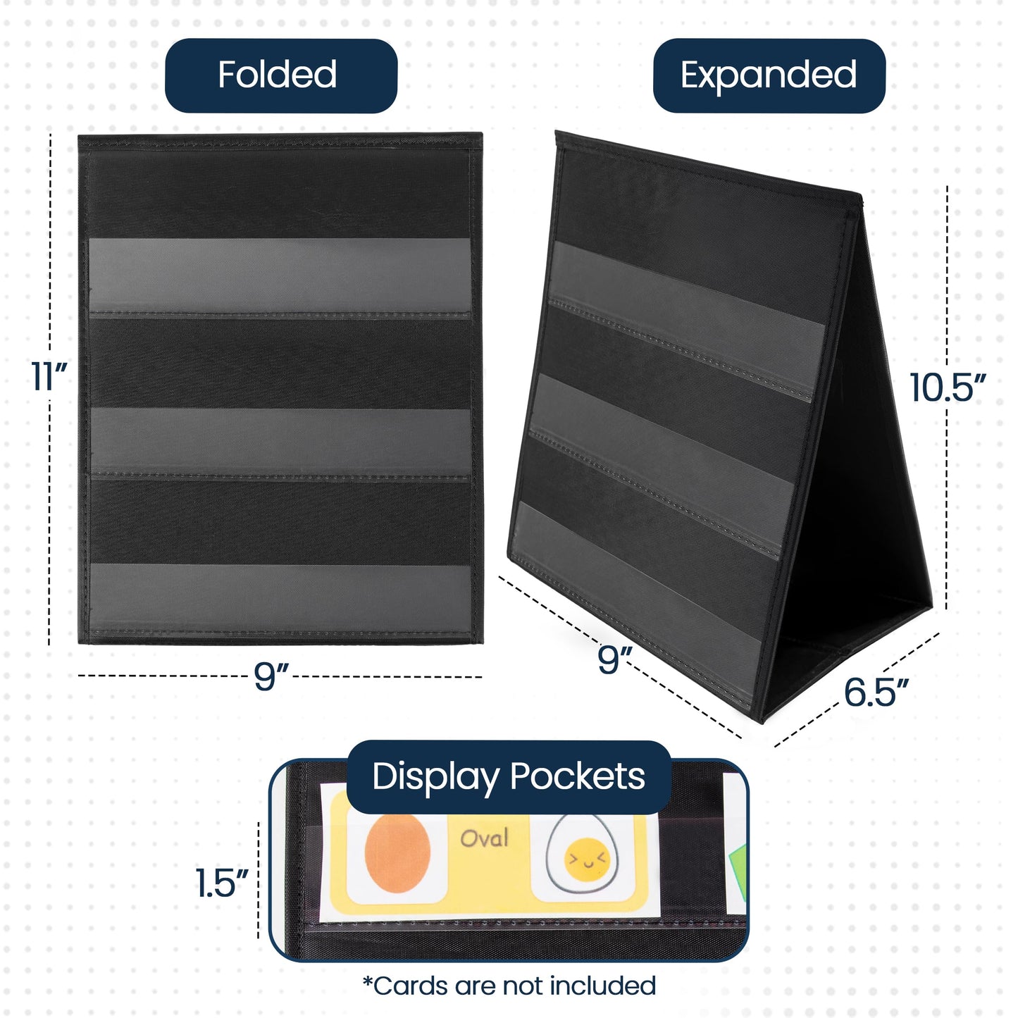 13" Wide x 17" Tall Tabletop Pocket Chart, Black