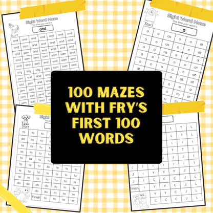 Fry's First 100 Sight Words Mazes